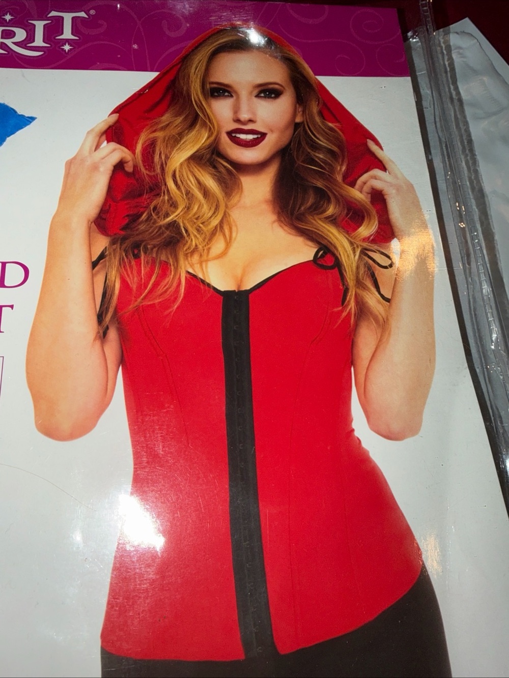 Red black corset with detachable Red hood Red Riding Hood Sexy Top Size Small S - Picture 15 of 16